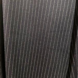 Wide leg navy pinstripe trousers. Scoop NYC wool blend.